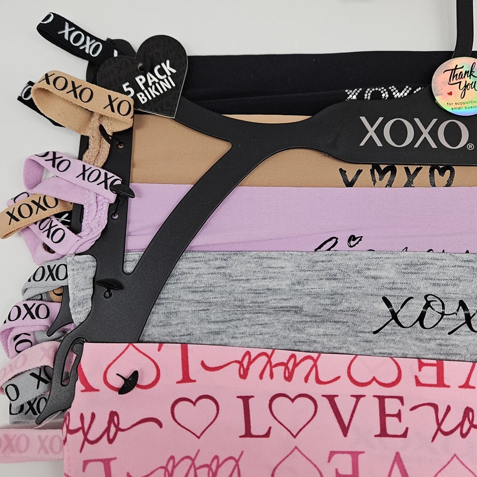Paquete de 5 bikini XOXO para mujer S M L XL microfibra correas laterales negro beige púrpura Foto 4 de 4