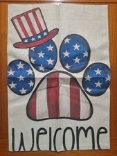 NEW Home  Garden 1pc Double Sided Garden Flags 12x18 Dog Paw Red White Blue USA