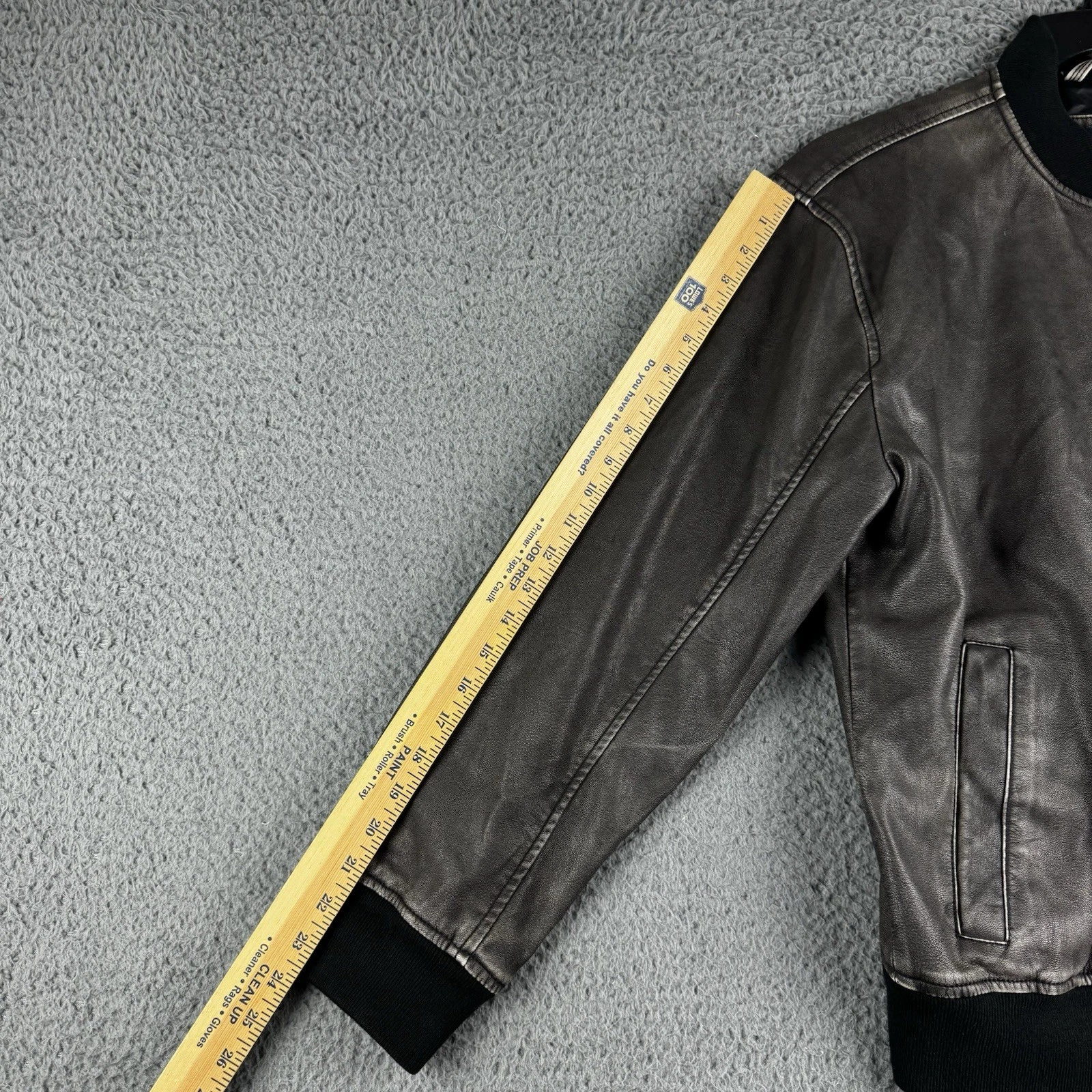 Abercrombie & Fitch Jacket Mens Small Relaxed Vegan Leather Bomber Grey Full Zip - product detail image 10