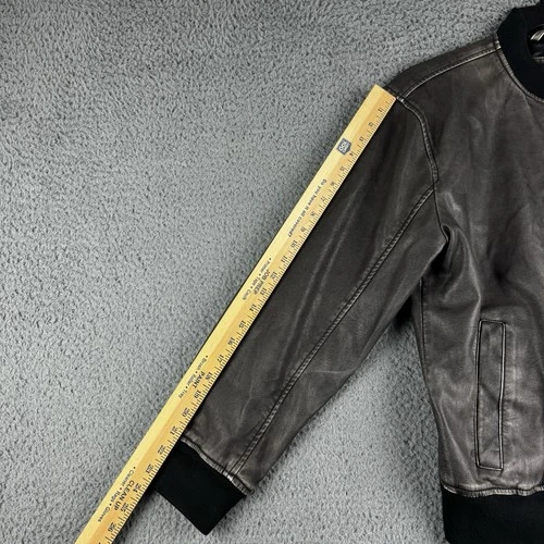 Abercrombie & Fitch Jacket Mens Small Relaxed Vegan Leather Bomber Grey Full Zip image 10
