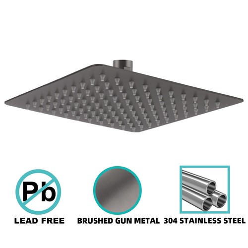 WELS Gun Metal Grey Square 8/10/12'' Twin Shower Head Set Wall Arm Hand Held DIY - Picture 6 of 15