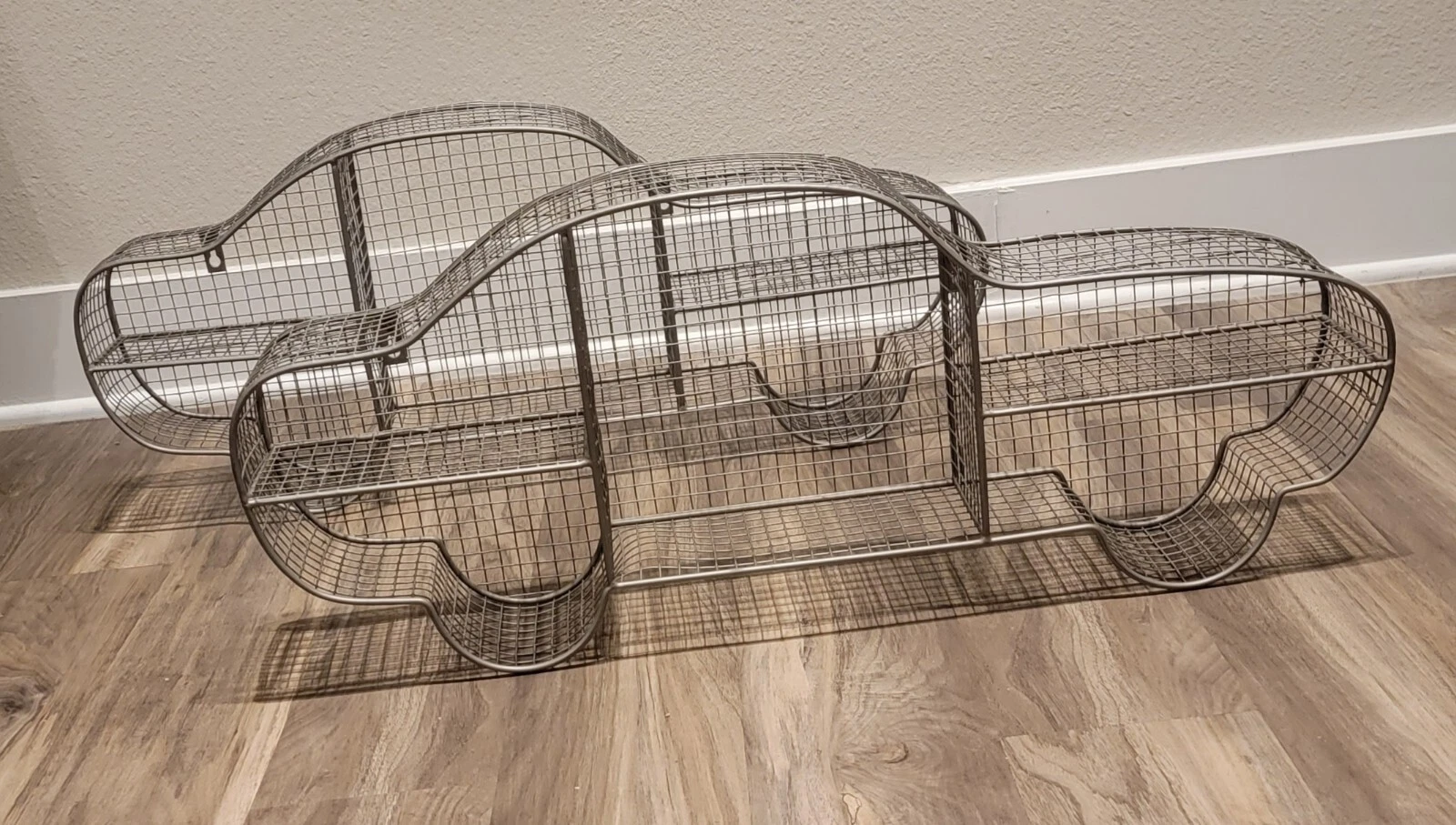 Set Of 2 Car Shaped Galvanized Hardware Wire Shelf Wall Decor 29.5in x 9in x 5in