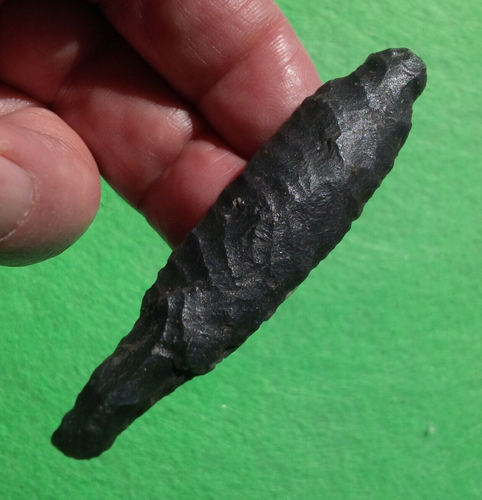 RARE 3-1/8" PALEO LIND COULEE DRILL OREGON ARROWHEAD WITH EARLY OBLIQUE FLAKING - Picture 5 of 24