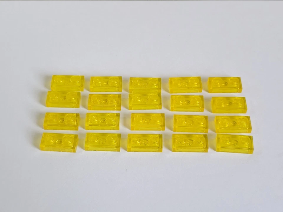 LEGO 3023 Lot de 20 Plat 1x2 Plate Transparent Jaune Trans-Yellow 1 x 2 2x1 - Photo 2/4