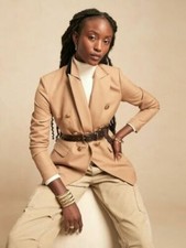Banana Republic Double-Breasted Blazer Iced Latte Beige Size 4 746798 NWT