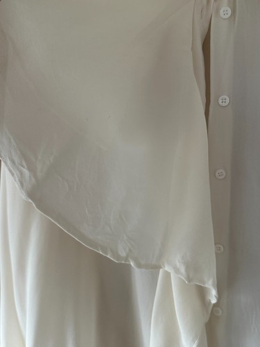 Ex con Zara long silk shirt blouse top M oversized bust up to 56in frill cream - Picture 5 of 8