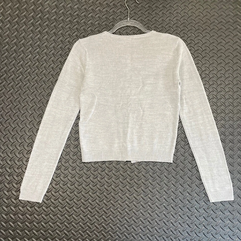 Cárdigan Suéter Vintage Next Era Gris Acrílico Floral Abotonado Recortado Mujer M Foto 2 de 4