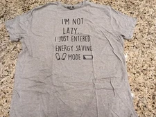 Crazy Dog TShirts Mens "I'm not lazy I just entered energy saving mode" Grey 4XL