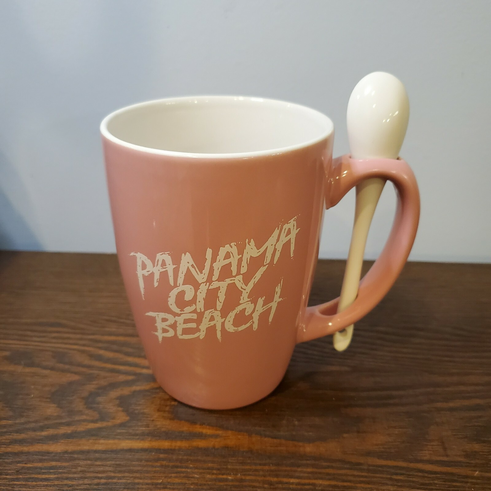 Pink Panama City Mug Souvenir Coffee Tea Cup Ceramic Spoon in Handle M Ware 