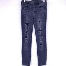 American Eagle Destroyed Super Super Stretch Hi-Rise Jegging Women Size 6 Denim