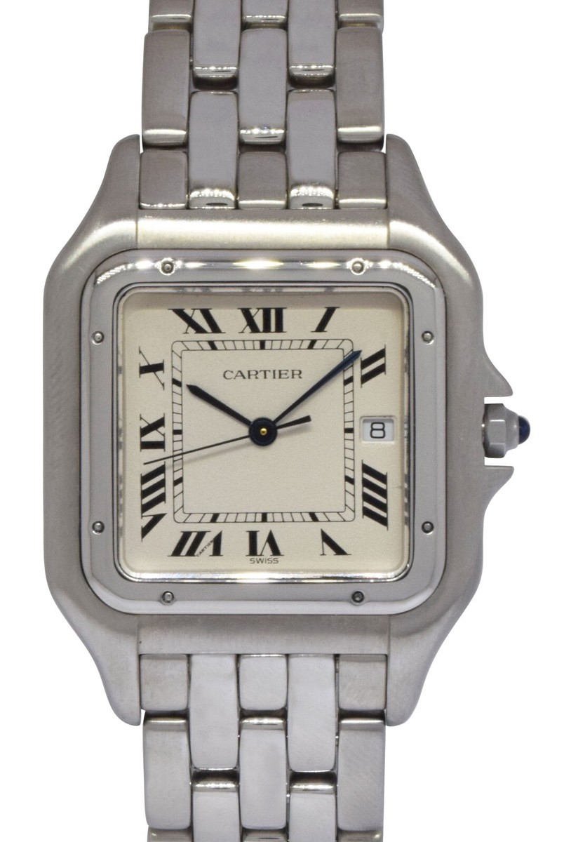 Cartier Panthere Jumbo Steel Silver Roman Dial Quartz Watch