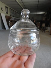 Vintage Clear Acid Etched Covered Candy Dish 5" Tall & 3 3/4" Wide