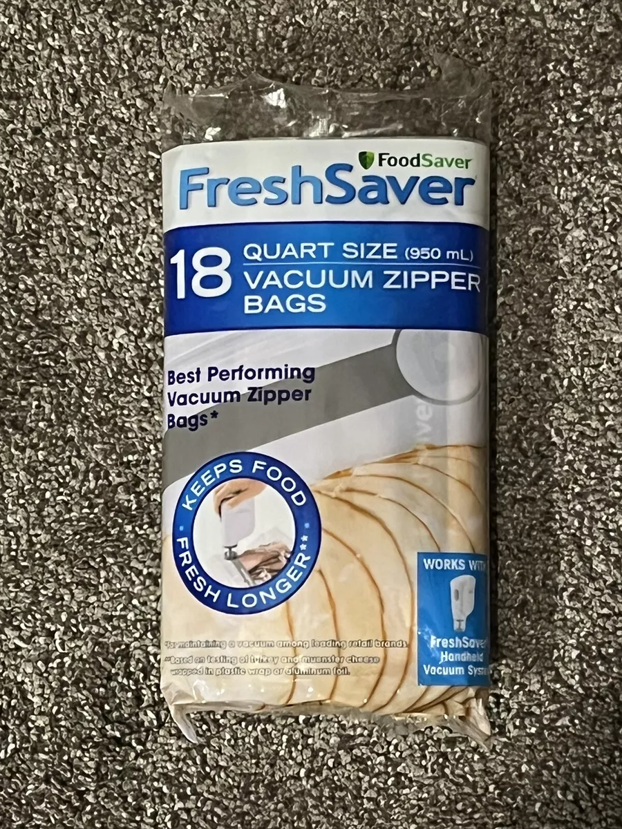 Foodsaver Zipper Bags, Vacuum, 1 Quart - 18 bags