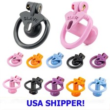 Male Resin Sissy Negative S / L Chastity Cage Lock with Plug Slave 4 Sizes Rings