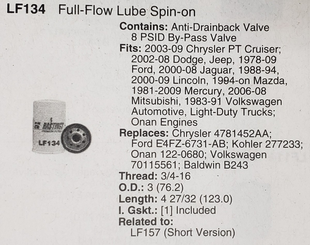 Oil Filter for many Vehicles & equipment, Prime Guard POF195 (See