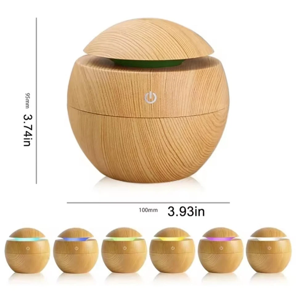 Aroma Diffuser Essential Oil Humidifier Mist Maker Aromatherapy Wood Grain round - Image 4 of 4