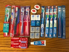 Colgate, Crest, Oral-B ~ Toothbrushes, Optic White, ToothPaste, Floss Lot of 24