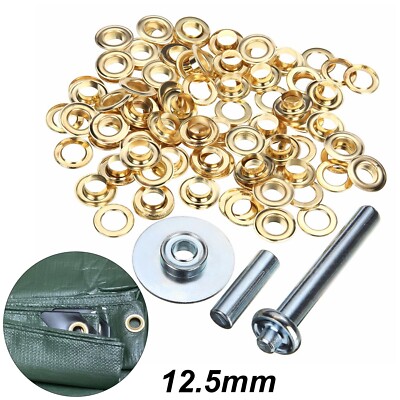 50 Metallösen Zeltplane Reparatur Lederhandwerk Tülle Set Installationswerkzeug Kit