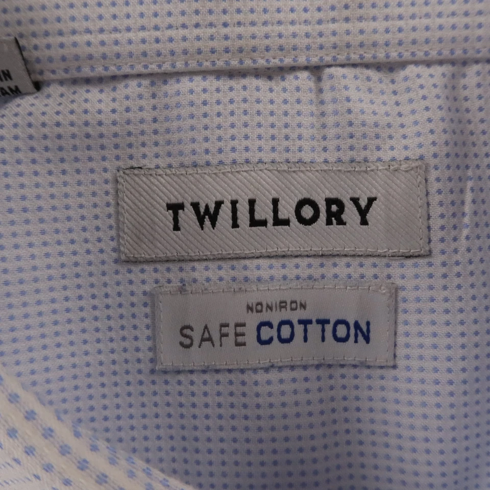 Twillory Shirt Mens Large 16.5 36 37Blue Dot Trim Fit Button Up Long Sleeve - Image 4 of 4