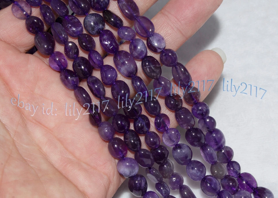 9-11mm Natural Purple Amethyst Irregular Freeform Gems Loose Beads 15'' Strand - Image 3 of 4