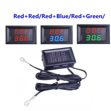 DC 4-28V Digital Temperature Sensor NTC Metal Probe Dual LED Display Thermometer