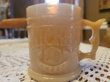 Vintage Whataburger Nickel Coffee Mug Butterscotch Glass Cup Buffalo Nickel Head
