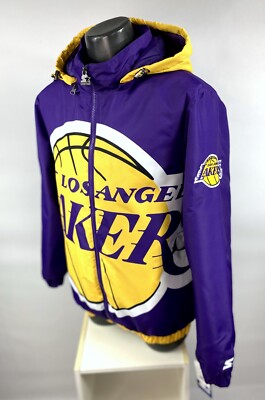 Lakers Jacket Los Angeles Starter Hooded BIG LOGO Full Zip PURPLE