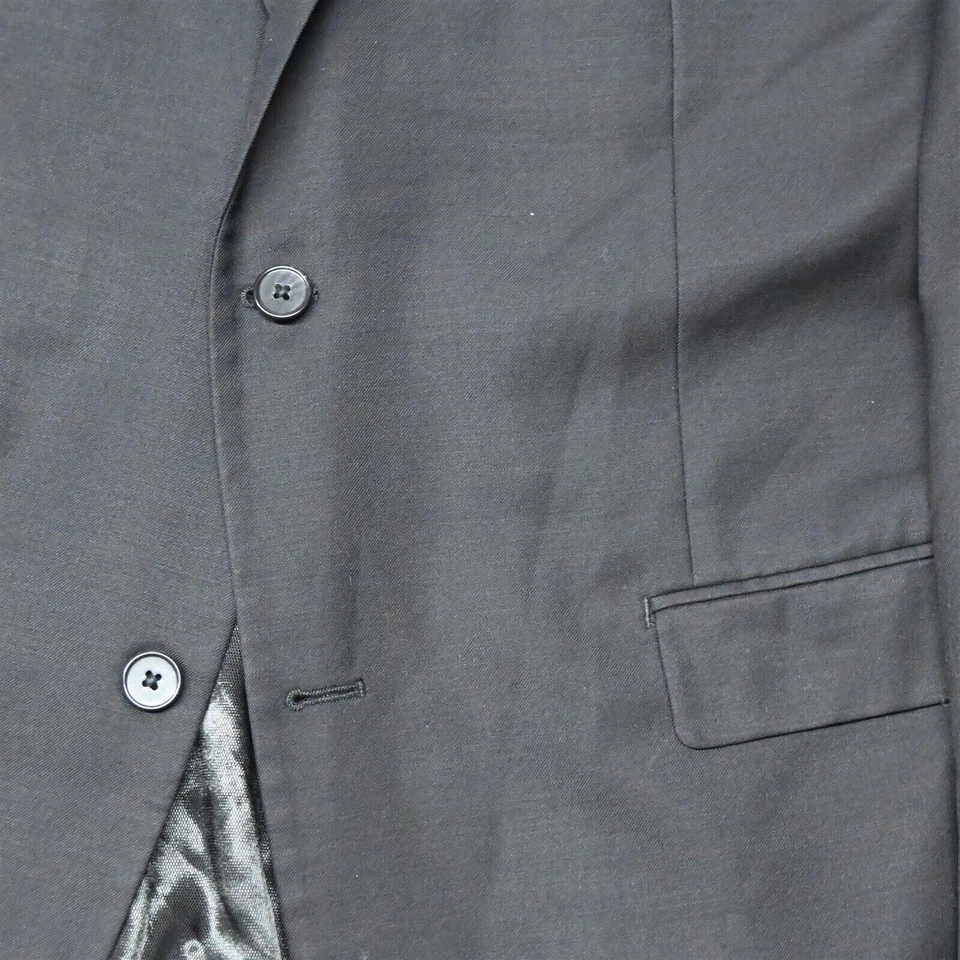 Tasso Elba 46L 34x34 Black 100% Wool Mens Sport Coat Jacket Pants Suit - Image 3 of 4