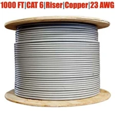 1000FT Cat6 Network LAN Ethernet Riser FTP Shielded Cable 23AWG Solid Wire Gray