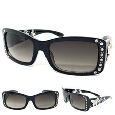 CLASSY Elegant WESTERN Rustic COWGIRL SUN GLASSES Black Frame Silver Butterfly