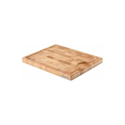 Continenta Schneidebrett Holz Gummibaumholz Tranchierbrett mit Rillen 37x29cm