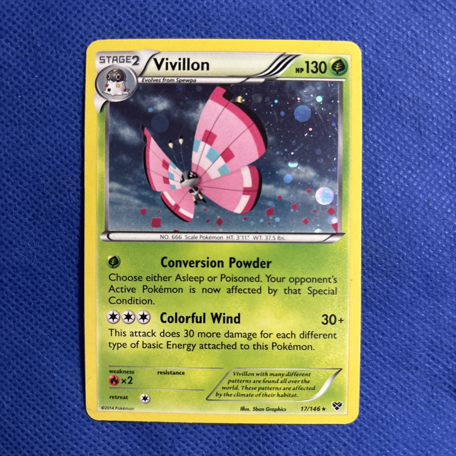 Vivillon 17/146 XY Base Set Holo Rare 2014 Pokemon Card - NM