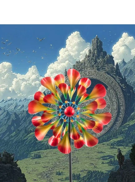 Hilanderos de viento de jardín de patio con luces solares, grandes hilanderos de viento de metal para exteriores Foto 3 de 4