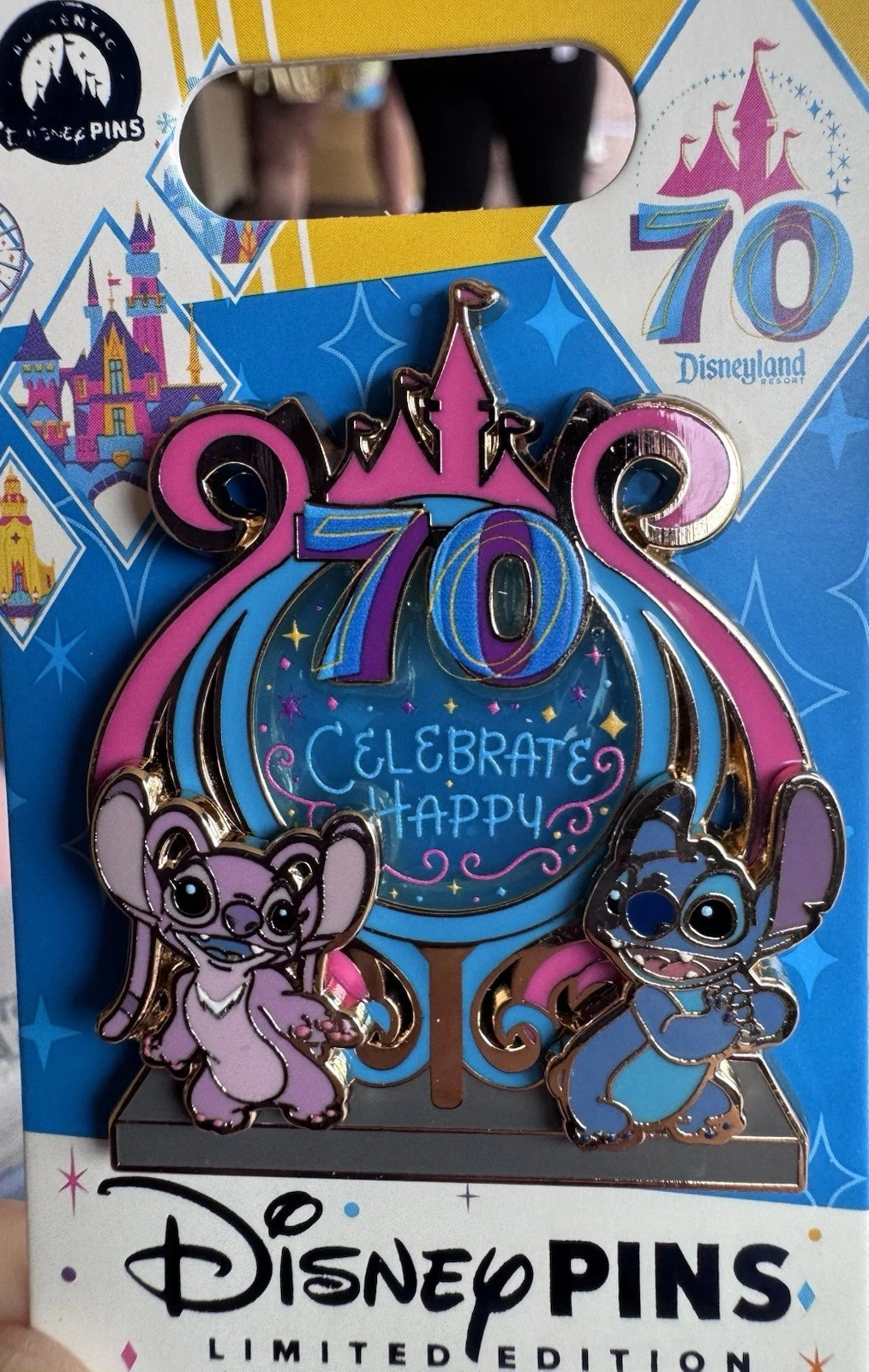2026 Disneyland 70th Anniversary Celebrate Happy STITCH & ANGEL LE 2000 Pin