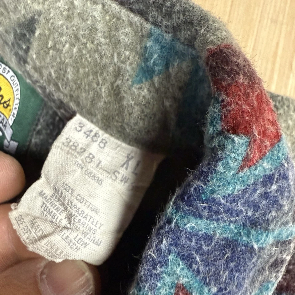 Vintage 90s Cabelas Aztec Flannel Shirt XL Made USA aop Southwest All Over Print - Image 4 of 4