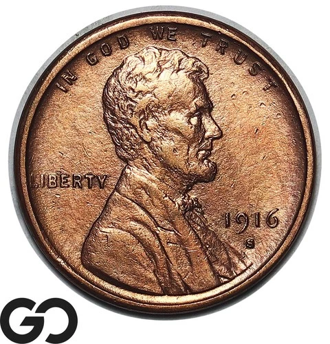 1916-S Lincoln Cent Wheat Penny, Tough This Nice Better Date, Scarce In MS