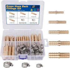 KOOTANS 32PCS Brass Hose Barb Fittings Barb Splicer Mender Hose Fittings Kit.
