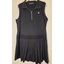Tommy Hilfiger Tank Dress Womens L Short Sleeveless Collared Front Zip Black