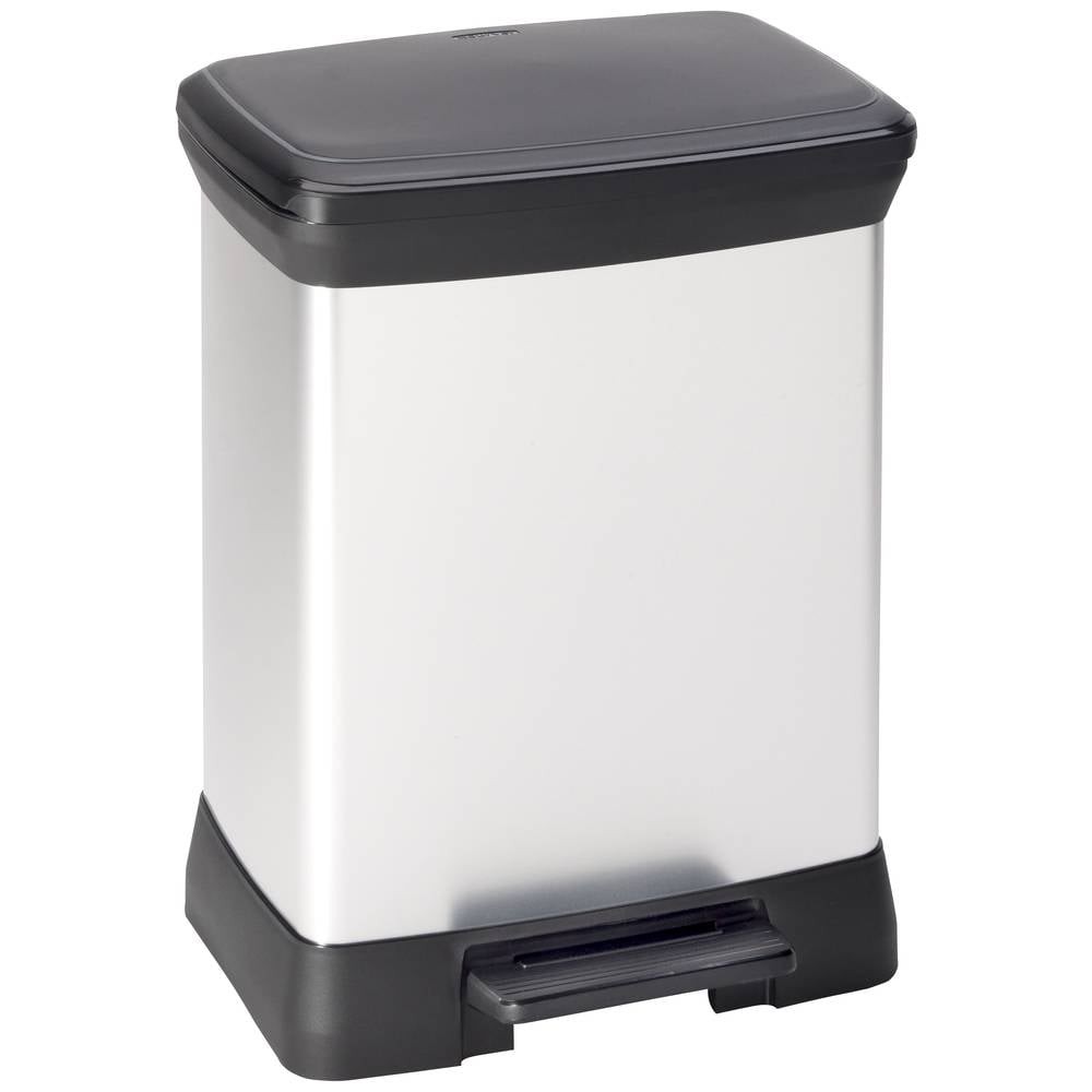 Poubelle rectangulaire 30l Curver DECO Bin 240638 argentée