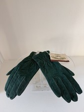 Vtg Fownes Women  s Gloves Suede Forest Green Lined Size Large NWT