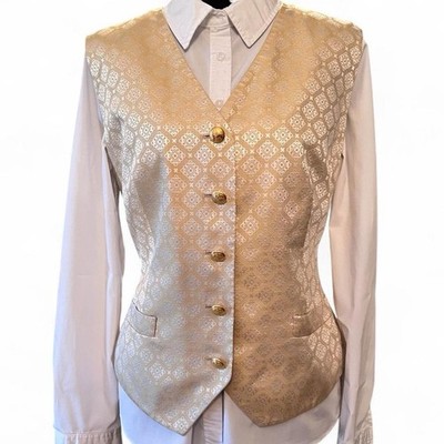 True vintage 80s/90s Escada Margaretha Ley 100% silk gold and cream Vest  Sz 40