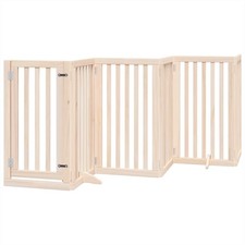 Dog Gate Set of 4 Brown Poplar wood 126 in Foldable Dog Gate vidaXL