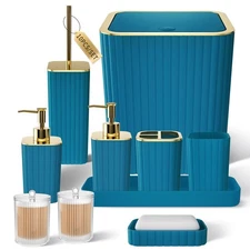 Bathroom Accessories Set - Gorgeous Bathroom Set, 10PC Teal Bathroom Accessor...