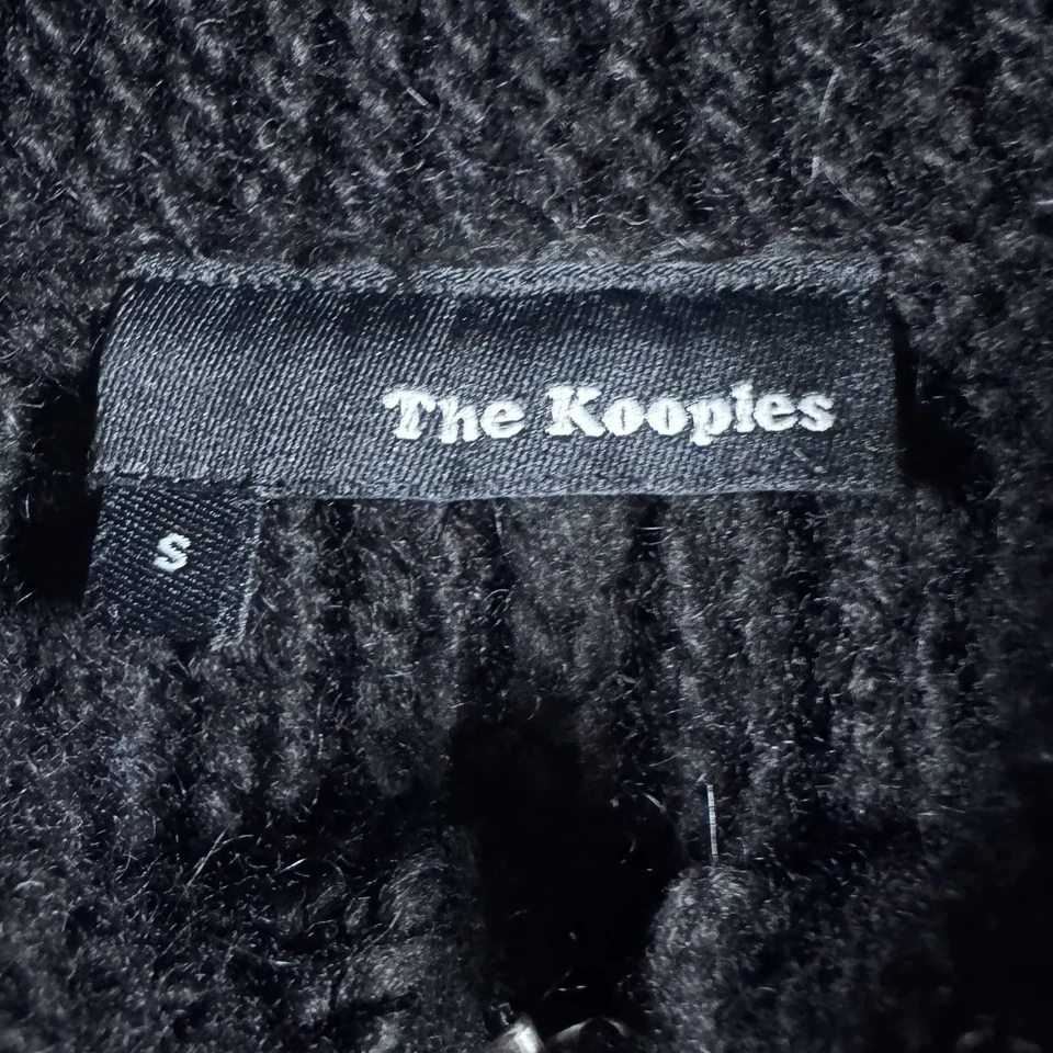 Cárdigan suéter para mujer The Kooples mezcla lana alpaca pequeño negro cremallera completa Foto 3 de 4