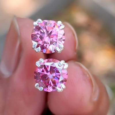 3.00 Ct Certified Pink Diamond Solitaire Stud Earrings with Great Sparkle