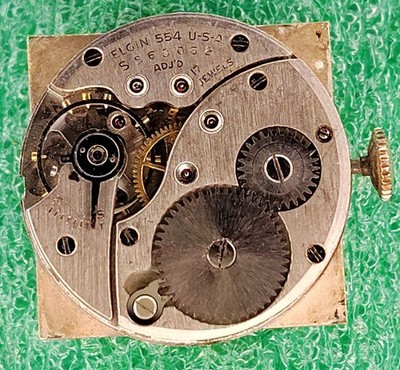 lot M187 Men Elgin 554 Stem Crown Hands Manual Movement Vintage Watch Parts