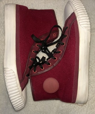 Bata Bullets Mens Retro High Top Burgundy Wool/Leather Sneakers Sz 12