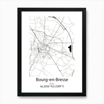 Bourg En Bresse,France Minimalist M Framed Wall Art Poster Canvas Print Picture