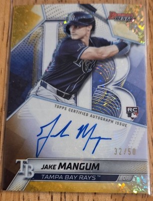 2025 Bowman Best Jake Mangum Gold Mini Diamond Auto /50 #B25-JMA Rays SSP    