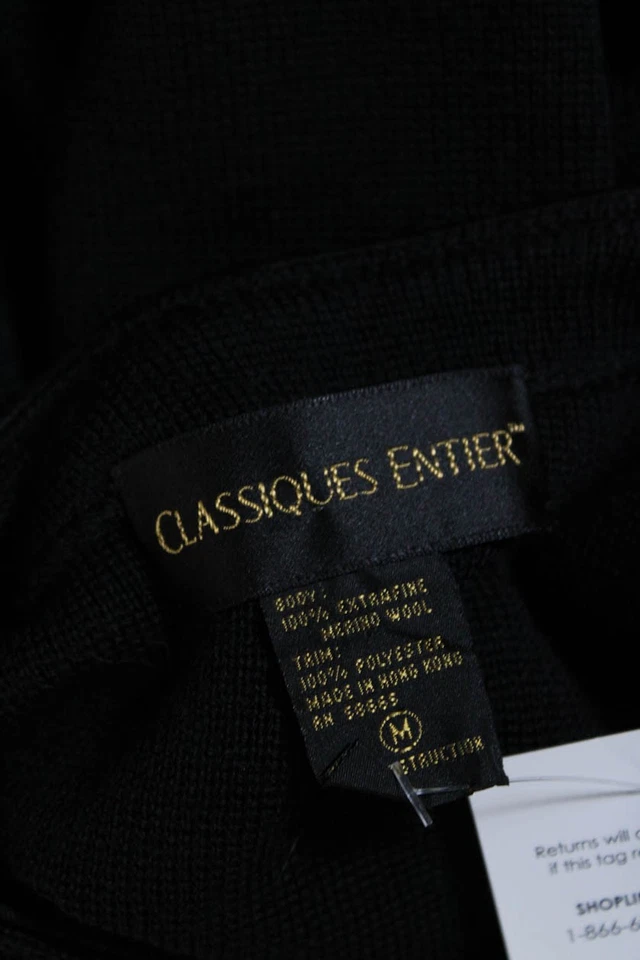Женский кардиган Classiques Entier из шерсти мериноса с круглым вырезом на молнии черный размер M - Изображение 4 из 4